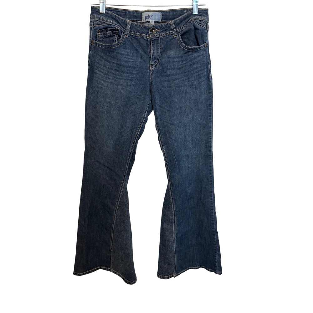 Jolt Women Blue Medium Wash Flared Wide Leg Jeans Size 11 Retro Y2K Style